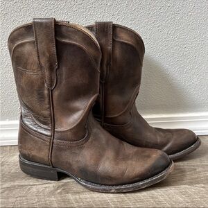 Men's Freebird Outlaw Brown Leather Boots, Size 8 Distressed Cowboy Western RARE